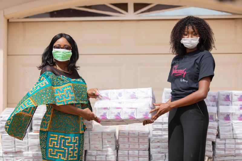 Menaye Donkor Muntari, CEO Of Sincerely Ghana Ltd. Donates 2000 Sanitary Pads To Vulnerable Women