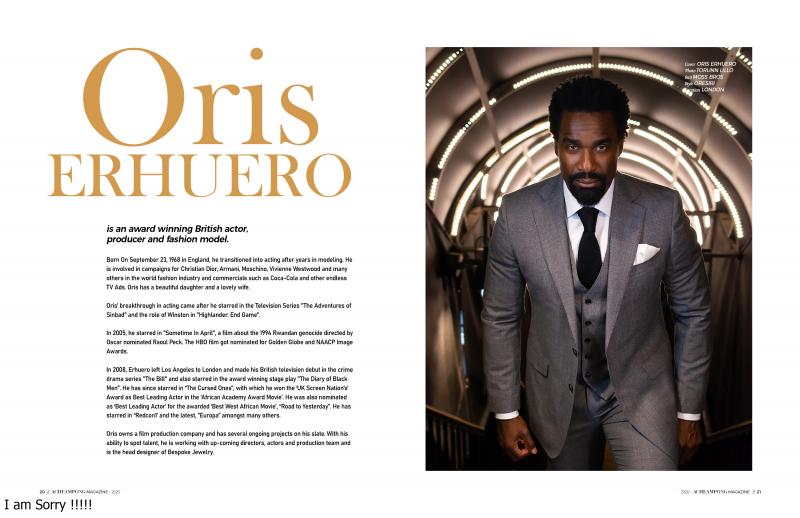 Hollywood Actor Oris Erhuero Stars The 2020 Front Page Of Acheampong Magazine